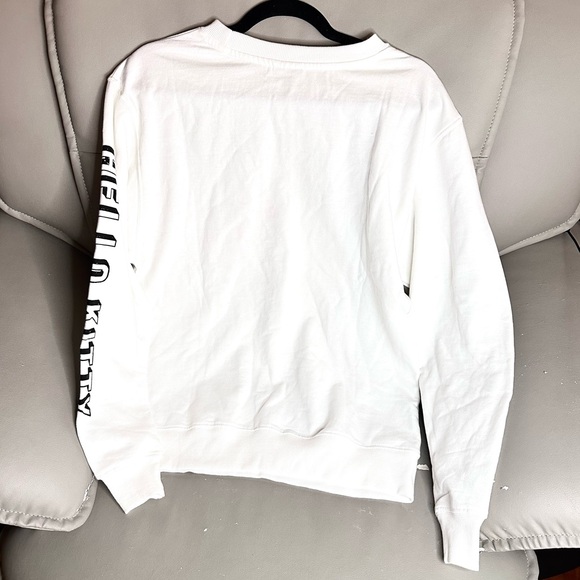 Sanrio Hello Kitty Glitter Crew Neck Long Sleeve Sweatshirt - White size S - Picture 7 of 14